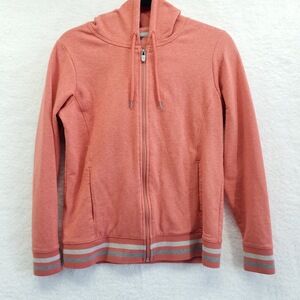 Eddie Bauer Womens Sweater Fleece Full Zip Sport Hooded Small Coral
